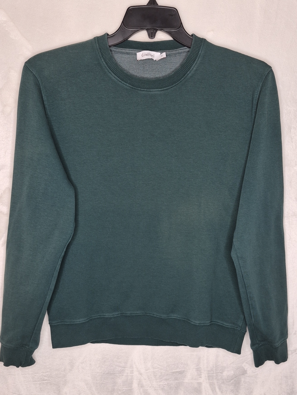 Conbipel Italy Forest Green Waffle Knit Crewneck Sweater XL